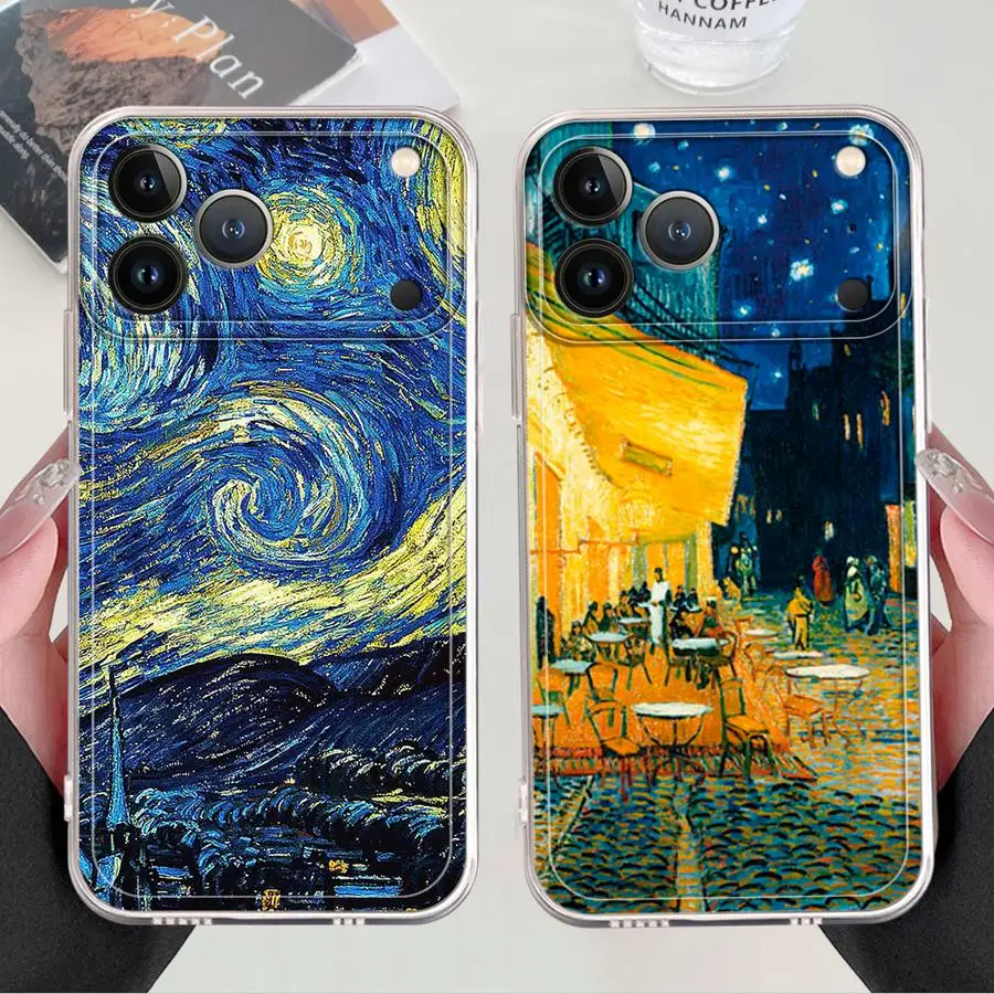 فان جوخ عباد الشمس لينة غطاء الهاتف آيفون 12 Mini 16e 16 15 14 Plus 17 Air XR 13 12 11 Pro MAX 7 8