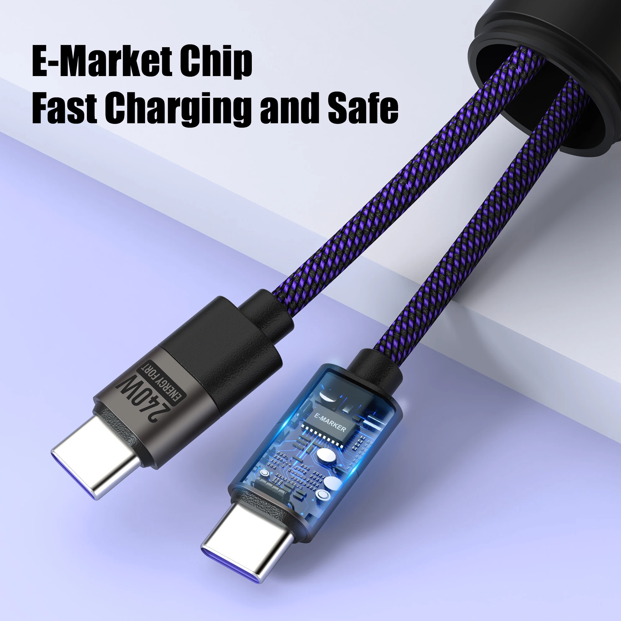 PD 240W Fast Charging Cable Capsule Storage Keychain Lanyard Type-C to Type C Charger Cord 20cm USB C Data Cable for Phone