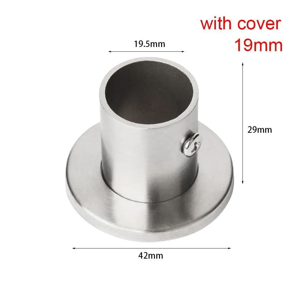 1Pc 19mm-32mm Stainless Steel with Cover Closet Pole Sockets Closet Flange Tube Bracket Hang Rod Support Rod Holder