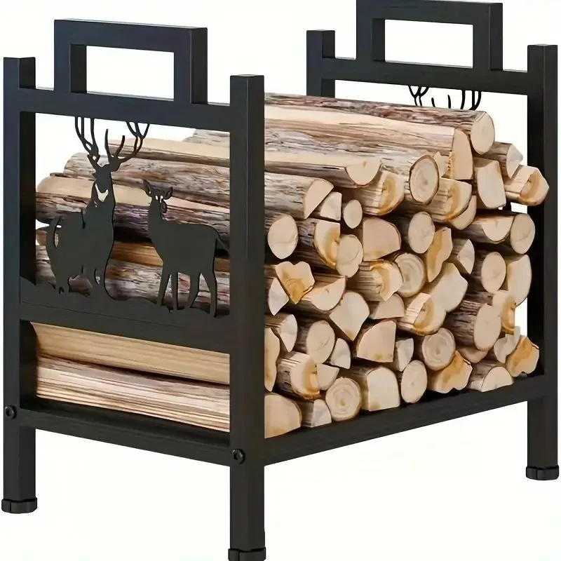 

Modern Cross-Border Movable Simple Firewood Rack Indoor Outdoor Detachable Wood Storage Rack Iron Art Metal Material New Version