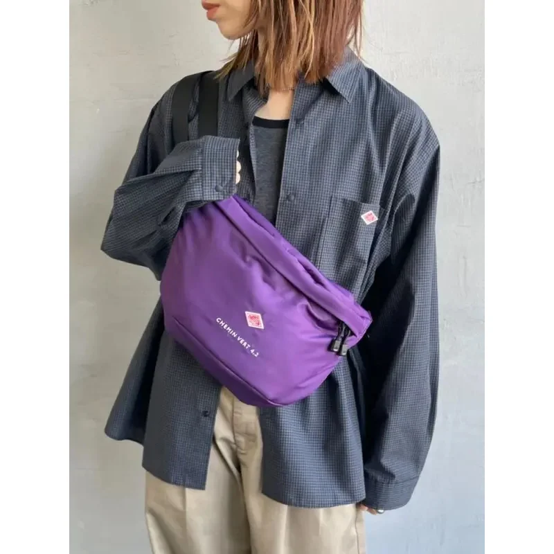 Fall Winter New Style Japanese Letter Embroidery Crossbody Bag Light Outdoor Work Cotton Single Shoulder Bag Retro Chest Bag
