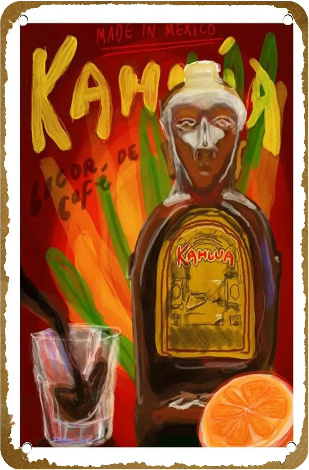 Póster de Kahlua, cartel de metal vintage, logotipo, decoración de pared para el hogar, club, bar, cafetería, dormitorio, regalo, 8x12 pulgadas