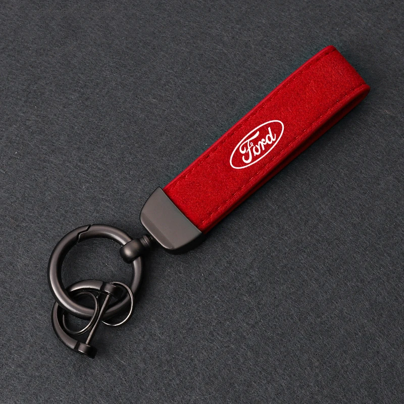 Car Pendant Suede Leather Keychain For Ford Focus 3 4 MK3 Kuga Escape Mustang E Metal Keyring Buckle Auto Key Ring Accessories