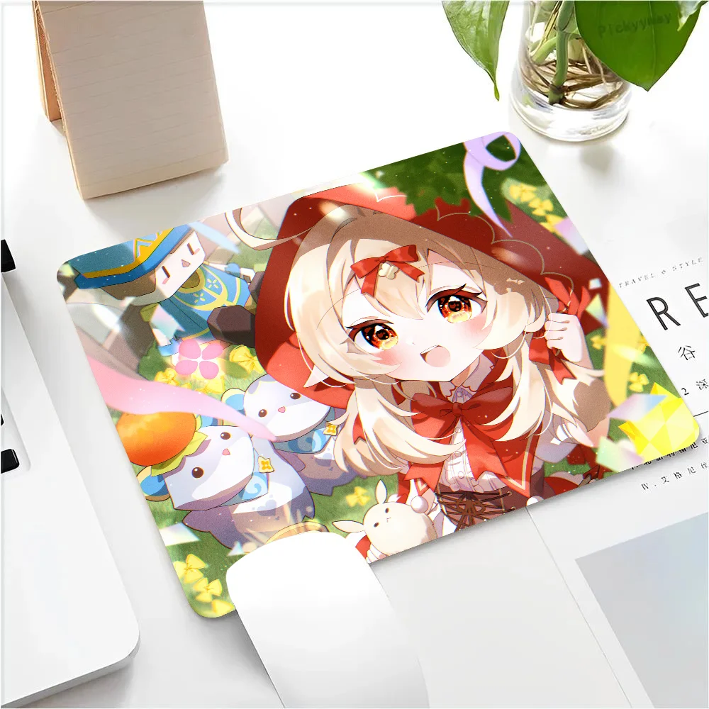 Klee Genshin Mousepad tappetino per Mouse piccolo LockEdge per giocatori tappetino da scrivania per Computer gomma antiscivolo