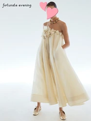 Fortunate Evening Elegant Vintage Sweet Simple Champagne Flowers Strapless Formal Occasion Prom Dress Evening Party Gowns