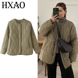 HXAO Women's Coats Padding Quilted Jacket Woman Warm Solid Parkas Autumn Winter Demi-Season Loose Lightweight Padded Women Coat