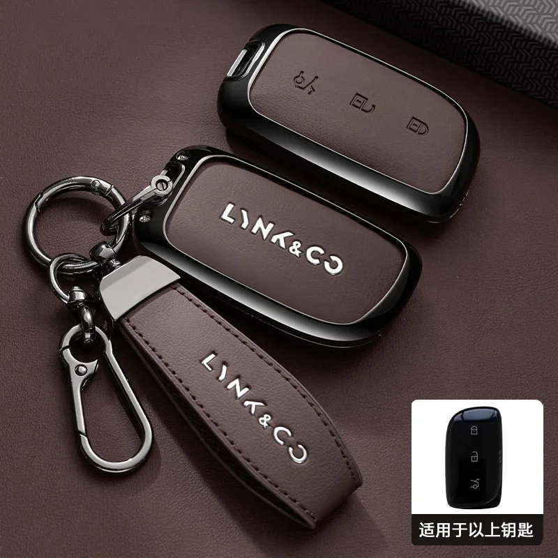 

High-end Zinc Alloy Leather Car Remote Key Case Cover Suitable For LYNK&CO LYNKCO Z20 Z10 LYNK CO 2024 Interior Accessories