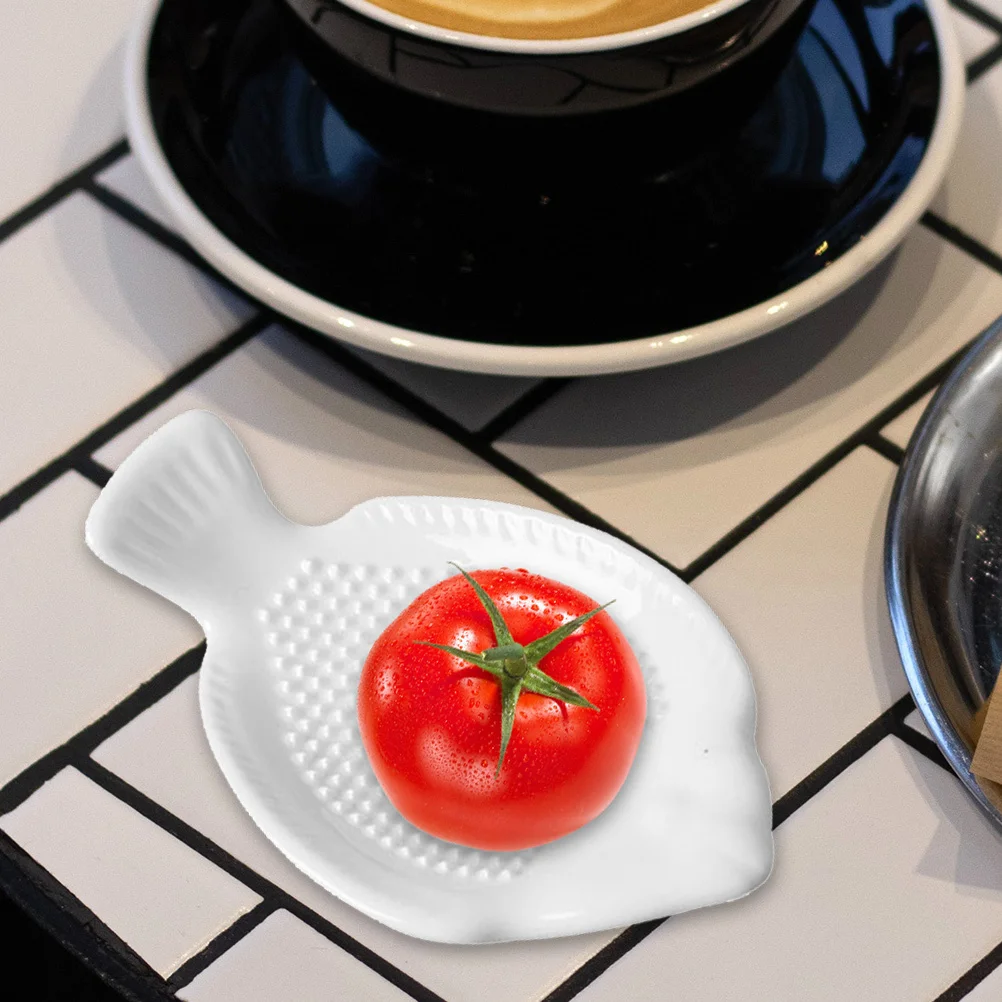 

2 Pcs Garlic Kitchen Multipurpose Grinding Spoon Grater Plate Porcelain Grinder