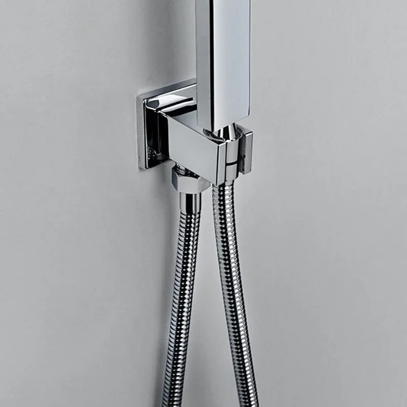 Chrome Polished Shower Head Holder Handheld Shower Spray Bracket Wall Mounted Bidet Sprayer Holder Concealed Shower Accessories