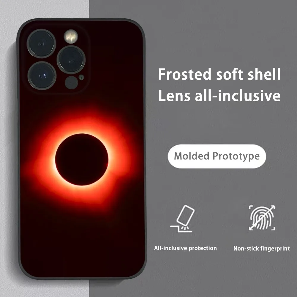 Cool sun eclipse Luxury Phone Case For iPhone 16 15 14 13 12 11 Pro Max Plus Mini Frosted Soft Shell Funda