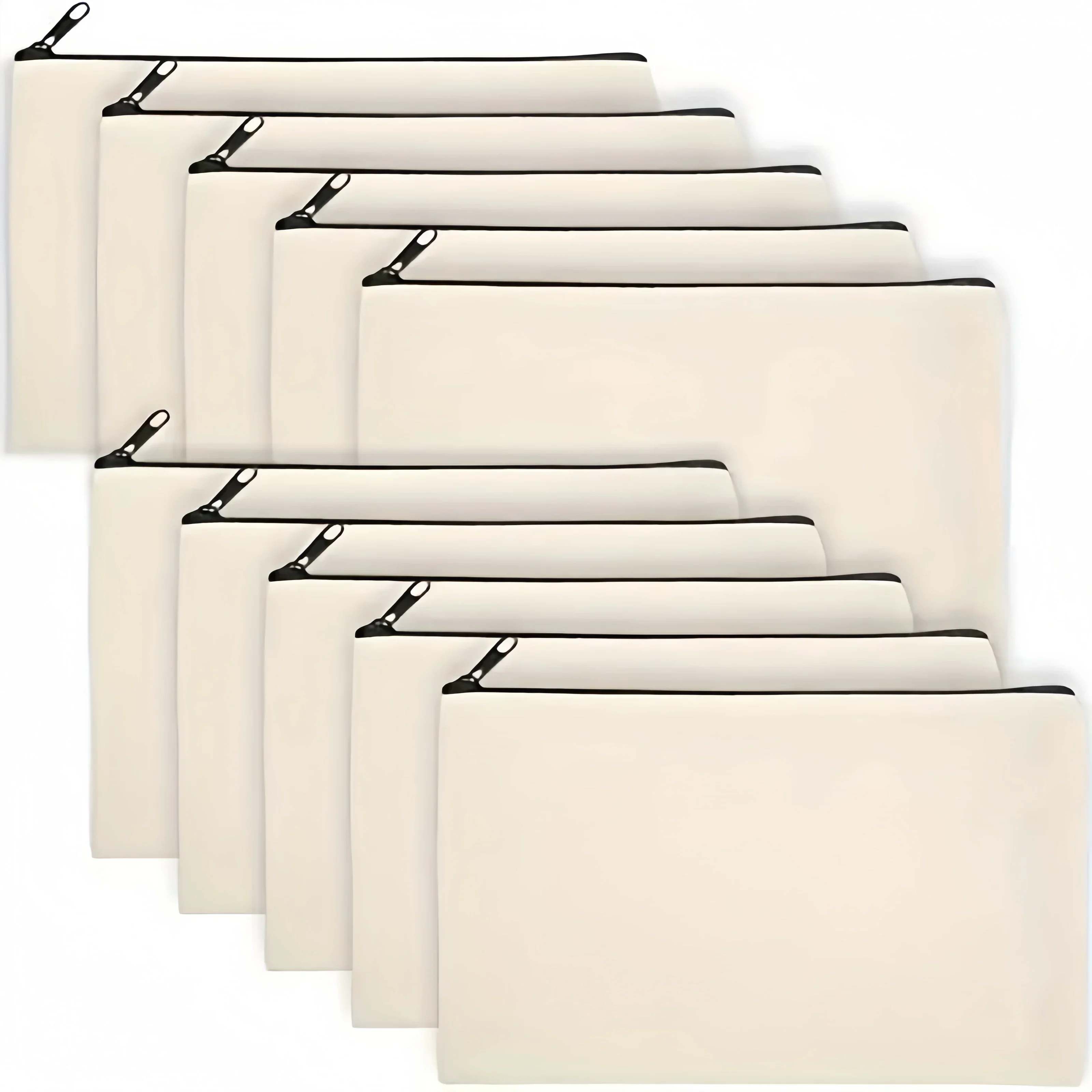 5 قطع من الحقيبة القماشية الفارغة بسحاب، حقيبة مكياج مقلمة لمستحضرات التجميل والحرف اليدوية، يوم الاستقلال