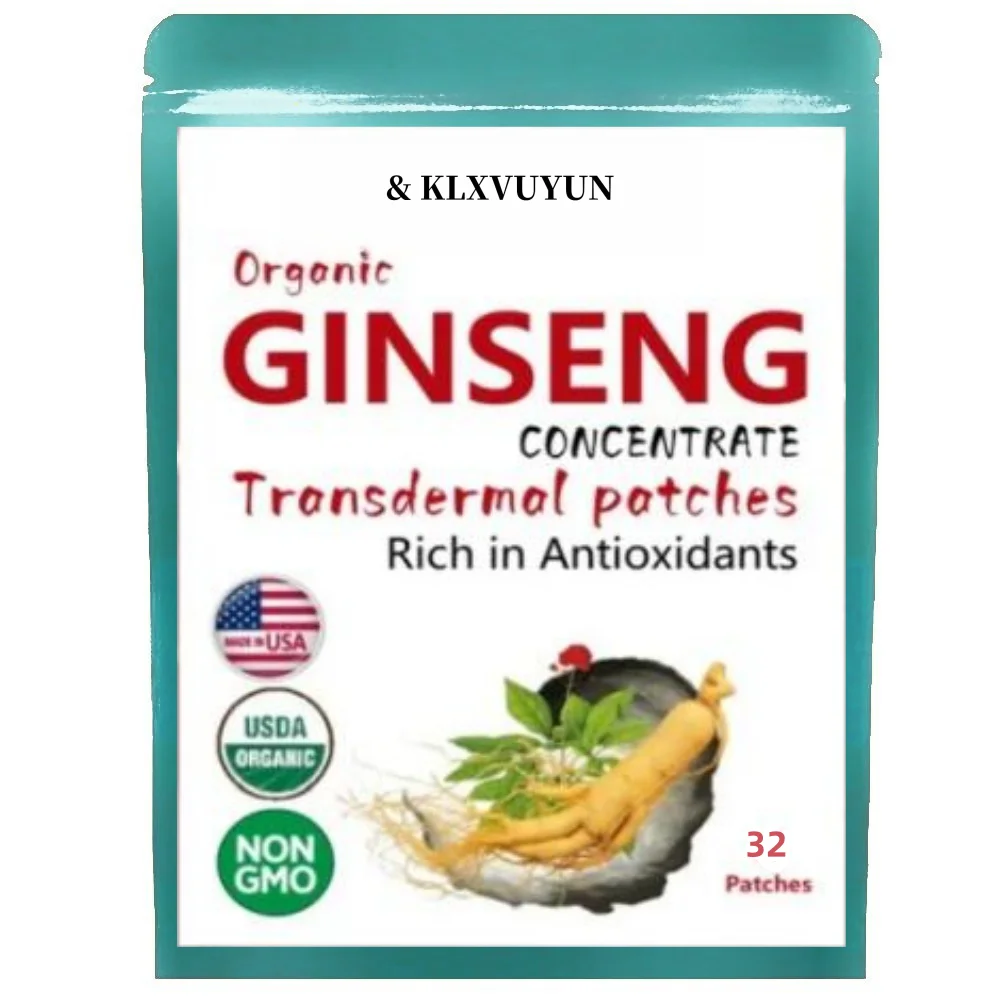 Korean Red Panax Ginseng with Ginkgo Biloba, 32 Transdermal Patches. High Ginsenosides 