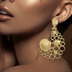 Earrings For Women Gold Color Big Drop Earrings 18K Gold Plated Fashion Jewelry Wedding Accessories Trending Free Shipping