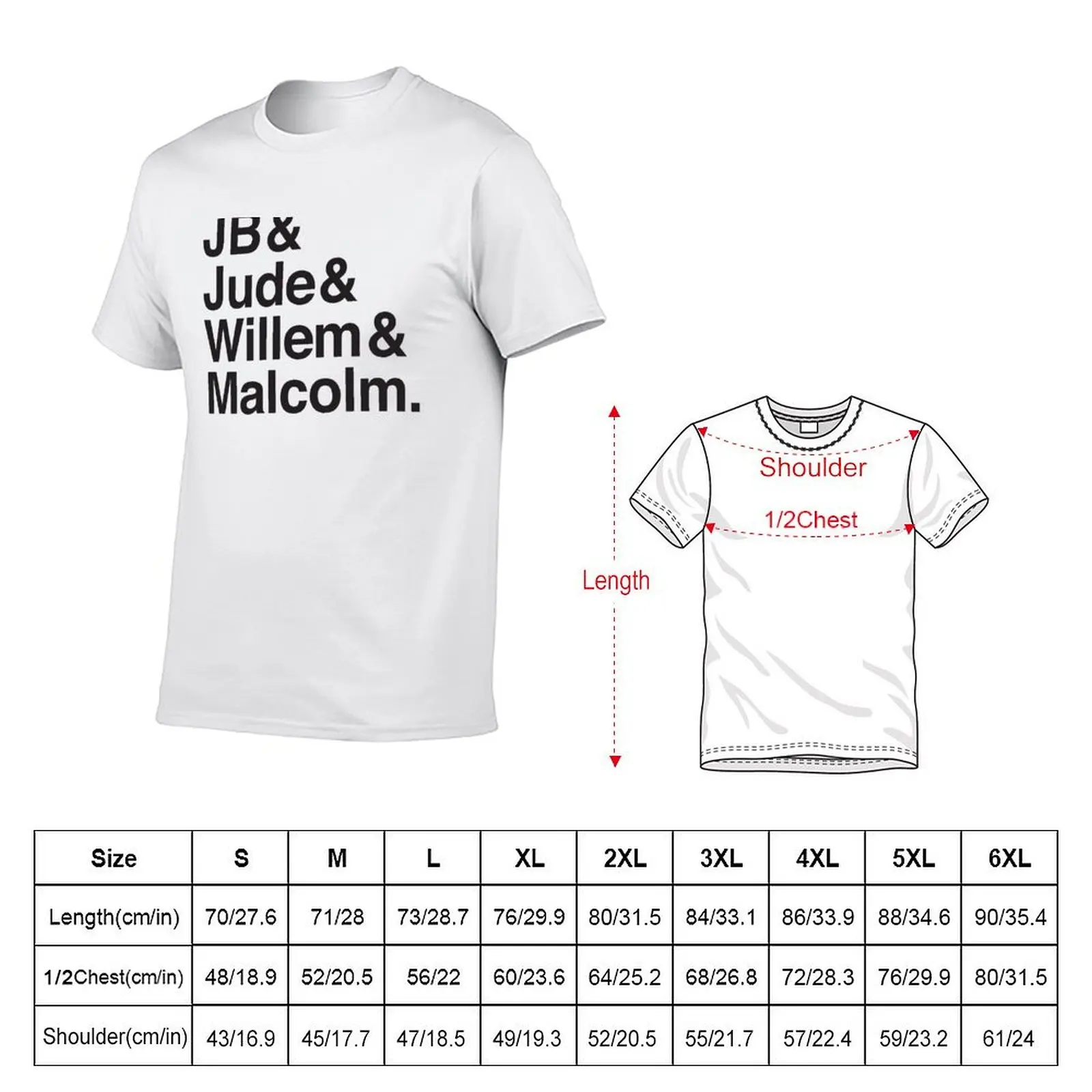 JB & Jude & Willem & Malcolm T-Shirt Big and Tall Casual T-Shirt