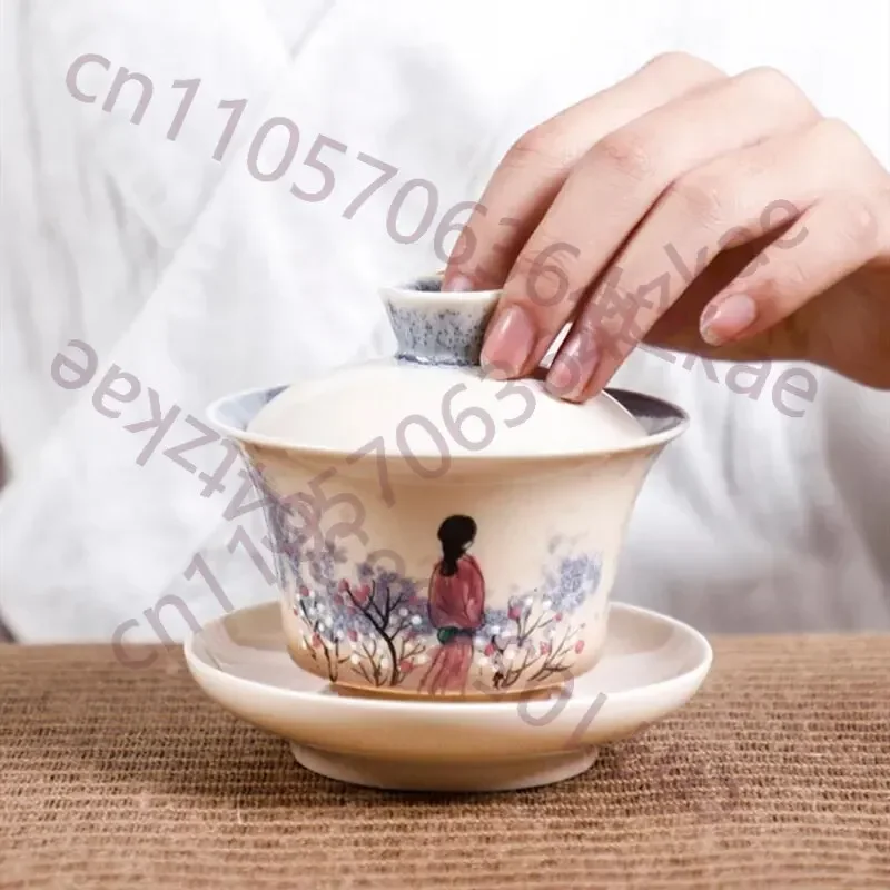 Handmade Art Gaiwan Jingdezhen130ml Ceramic BirdTea Bowl Teaware Master