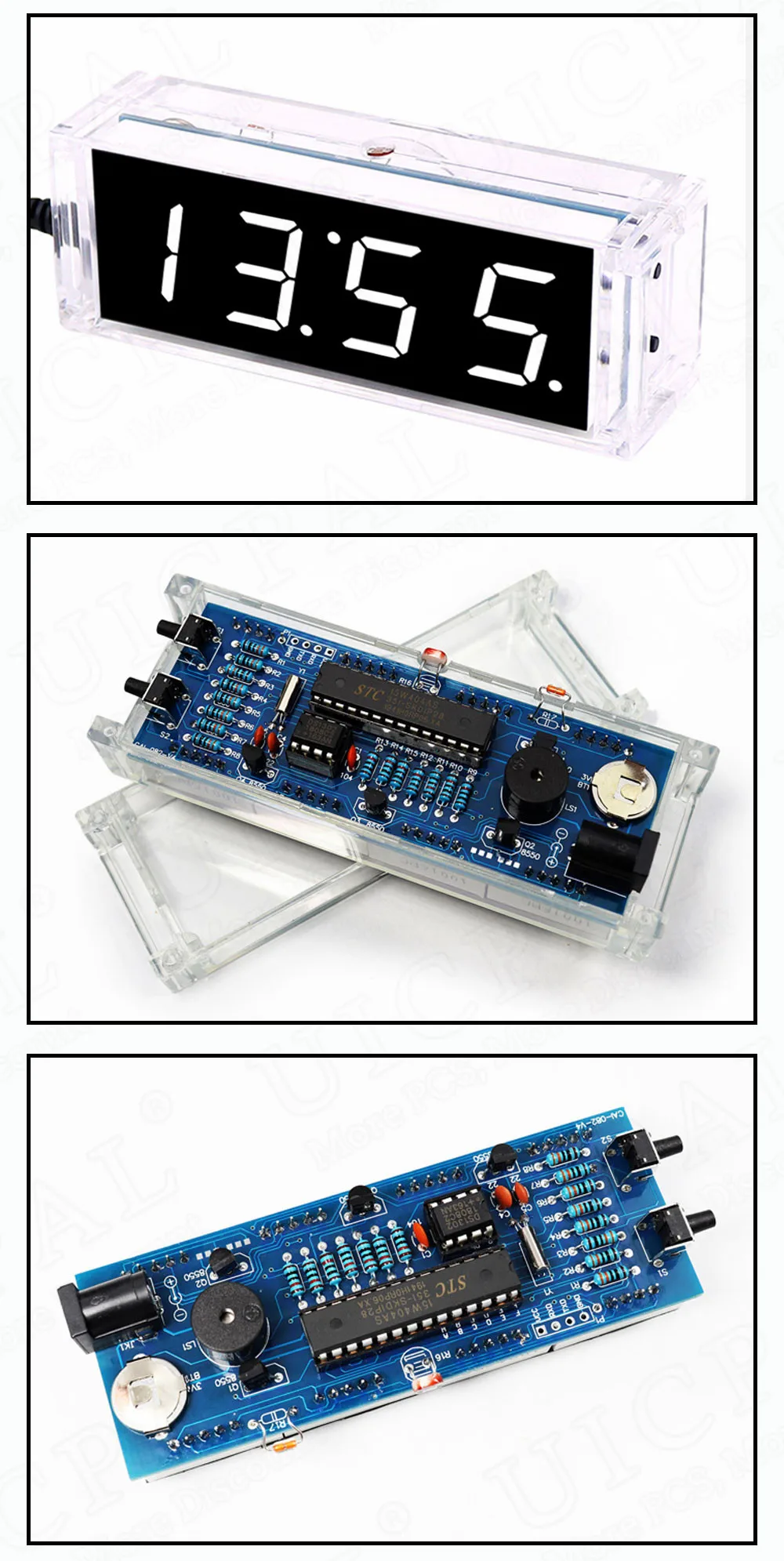 Kit elettronico fai da te Kit orologio fai da te Display tubo digitale data settimana allarme temperatura DS1302 progetto di saldatura Chip