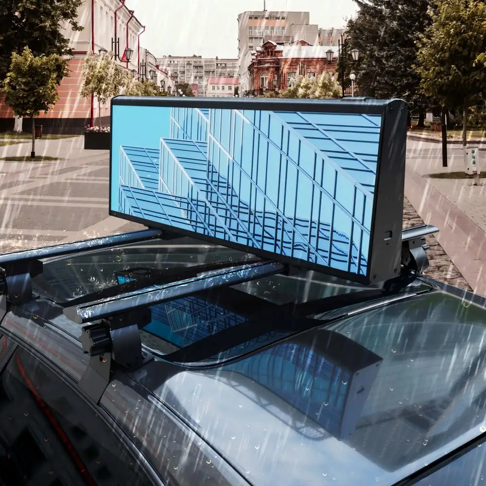 P1.6 Ultra HD Taxi Top LED Screen Double Sided Thin Roof Advertising Display Wifi GPS Control Car Billboard