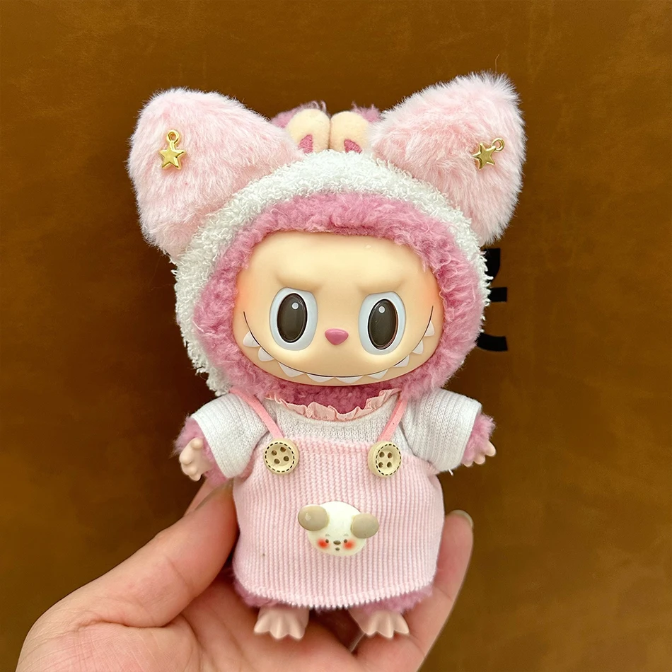 Vêtements Pour Poupée 17 Cm : Salopette + Bonnet + Appareil Photo Rose - Ensemble En Polyester, Sans Poupée - Pour Collection Ou Jeu
