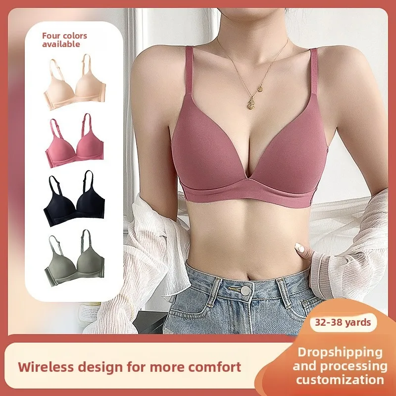Seamless Bras for Women Push Up Bras No Wire Brassiere A B Cup Underwear Sexy Bralette Three Quarters(3/4 Cup) Lingerie