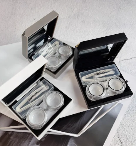 Hot stamping 8 ดาวคอนแทคเลนส์กล่องสําหรับเด็กน่ารักและ high-end ประณีตและน้ําหนักเบา retro Leak PROOF คอนแทคเลนส์ B2