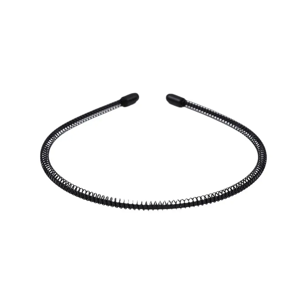 Metal Wavy Spring Hair Hoop Black Non Slip Wavy Outdoor Sports Headbands For Women Men Simple Hairband Face Washing Headdre T2U8