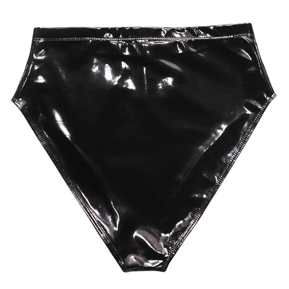 Seksowne kobiety Wysoka talia Gorące szorty Lateks PVC Błyszczące mikro stringi Bielizna erotyczna Gładkie stringi Taniec sceniczny Pokojówka