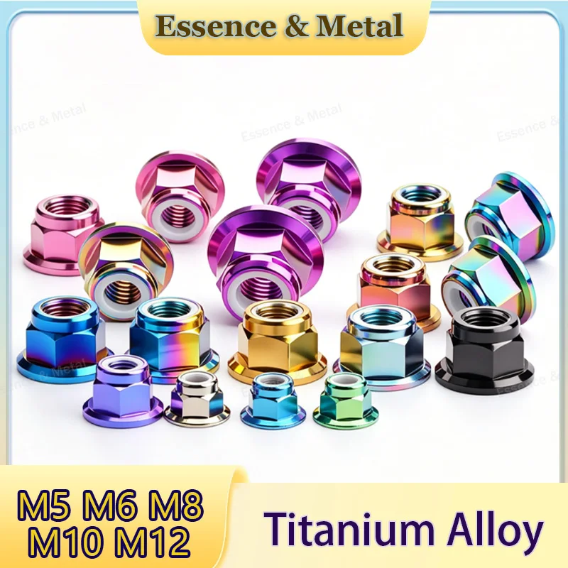 Titanium Flange Nylon Locking Nut M5 M6 M8 M10 M12 Hexagonal Flange Self-locking Nylon Nut Suitable for RC Off-Road Vehicles