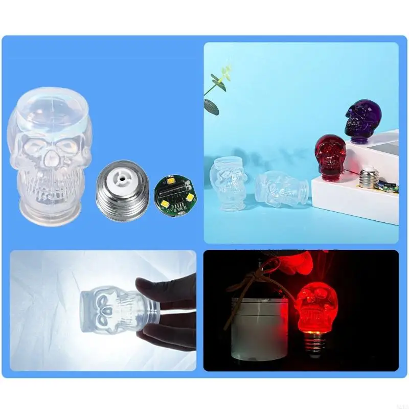 

2025 Новая силиконовая плесень DIY череп для головного лампочка основание фитиля Crystal Эпоксидная смола m