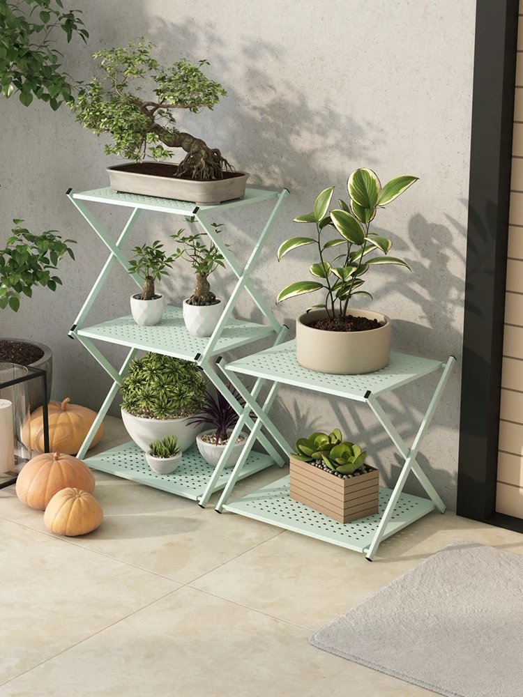 

Magazine Book Newspaper Rack Outdoor Flower Rack Folding Shelf Potted Storage Rack Balcony Outdoor Plant Simple Living Room