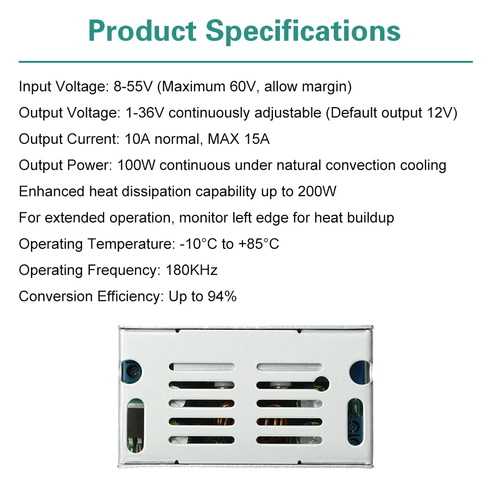 Buck Converter 200W 15A DC-DC 8-55V Turn To 1-36V DC-DC Step-Down Power Module Work 180KHz view 4