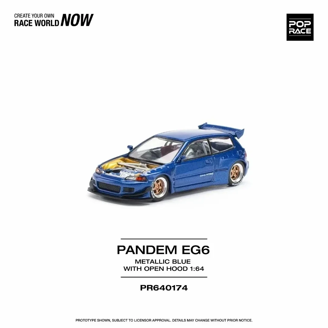 

PreSale Pop Race 1:64 Pandem Civic EG6 MK5 Metallic Blue Diecast Diorama Car Model Toy