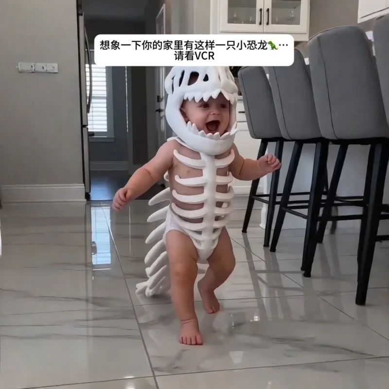 Dinosaur skeleton headgear wearable Chinese dragon Tyrannosaurus rex exoskeleton funny creative plush toy
