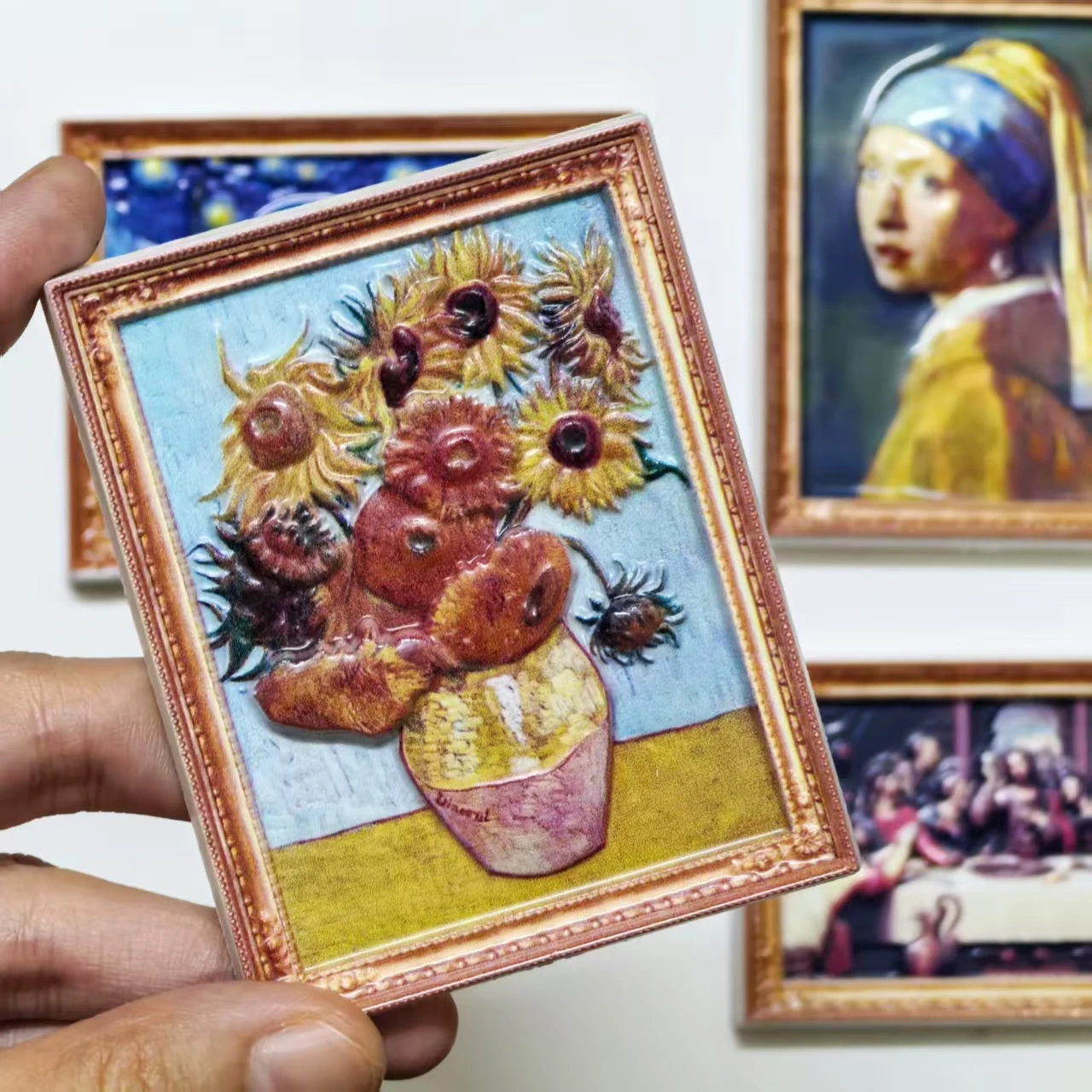 Louvre Style 3D Fridge Magnets Famous Paintings Resin Embossed Oil Art Relief Museum Gallery Replica Souvenir Home Decor Gift