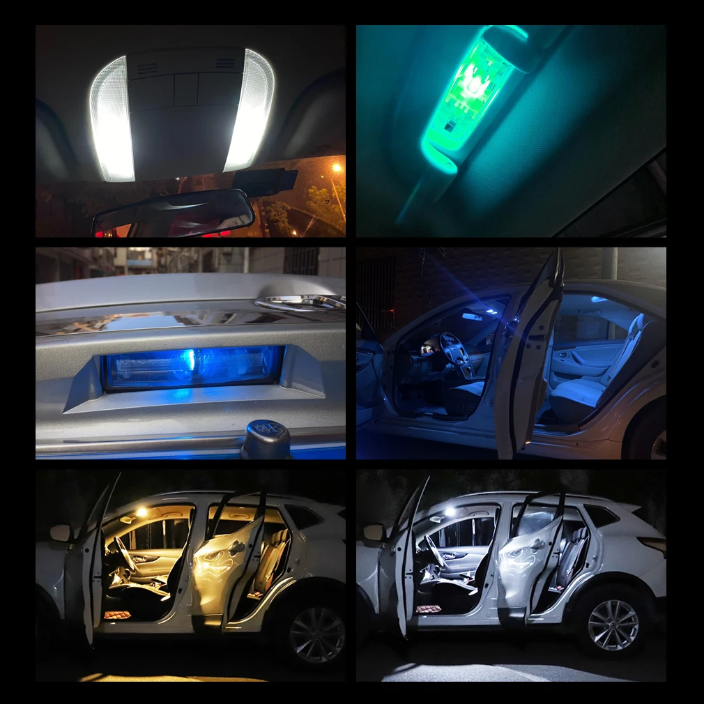 W5w t10 lâmpadas led para interior do carro, canbus, nenhum erro, luz branca, 6000k, cob, vidro, para interior do carro, 2x