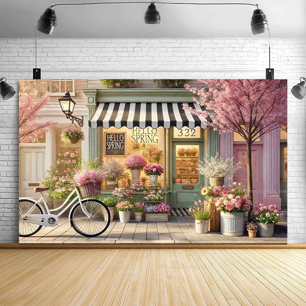 2D Frühling Blume Blüten Shop Kulissen Party Decor Fotografie Hintergrund Banner Studio Photo Booth Requisiten Indoor Outdoor Dekor