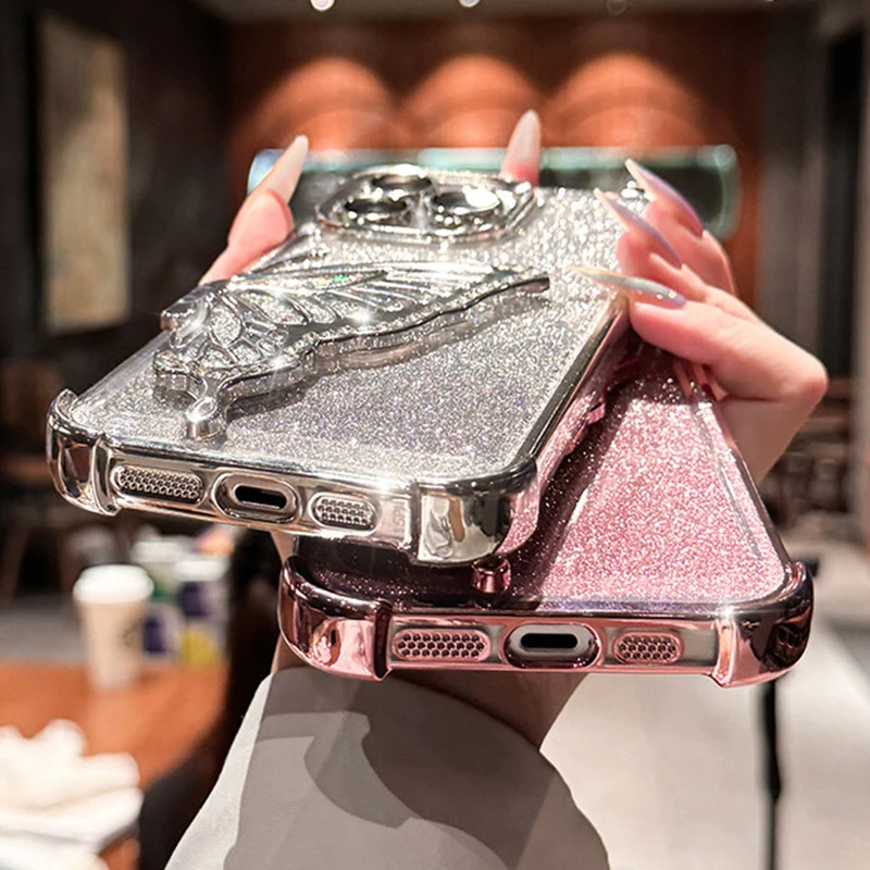 Immagine 5: Custodia per Telefono con Effetto Laser e Glitter, Antiurto, Placcata, per iPhone 17 Air 16 15 14 Plus 13 12 11ProMax, Cover in Silicone