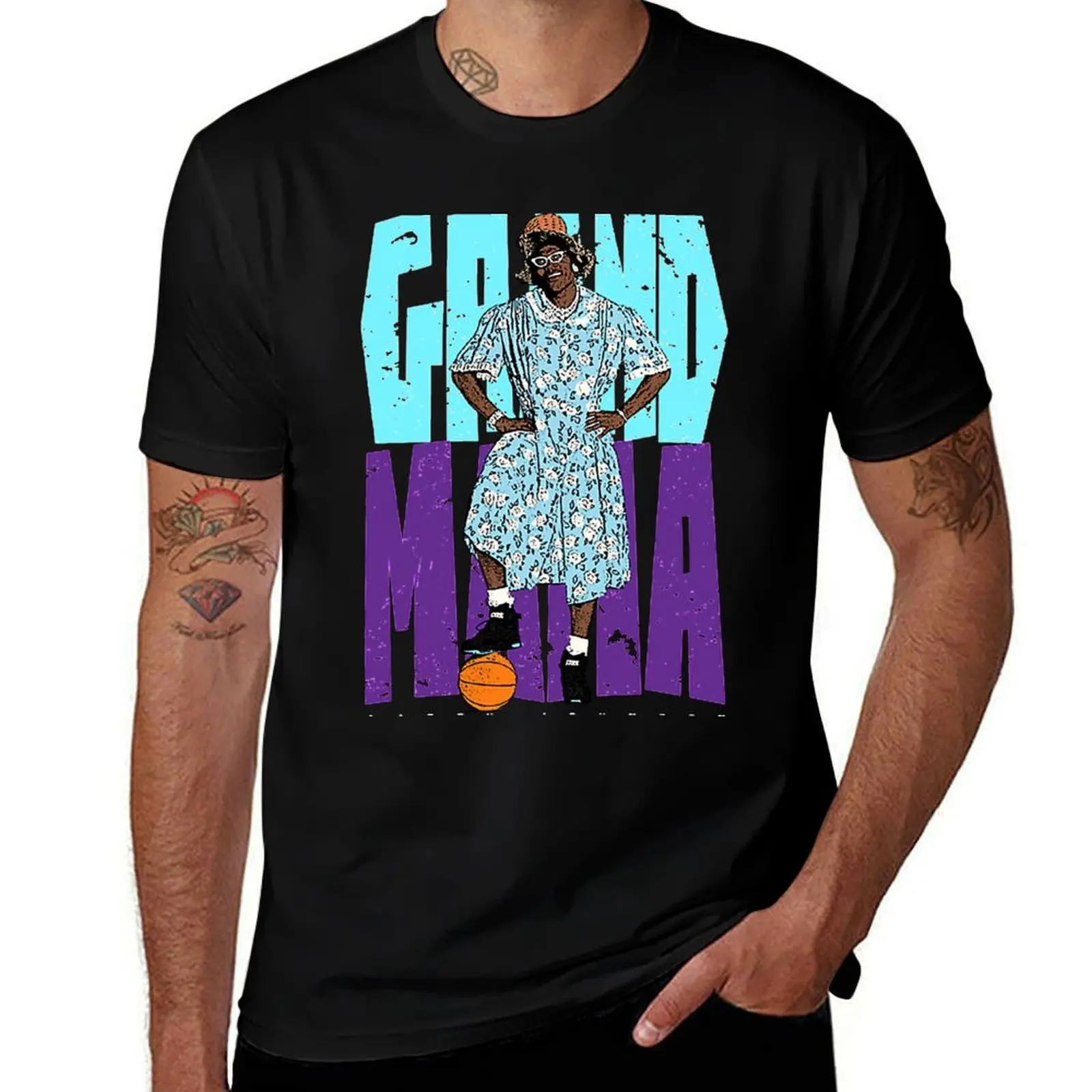 

cotton black man t T-Shirt shirt man for man package t-shirt plain Grandmama summer luxury shirt t