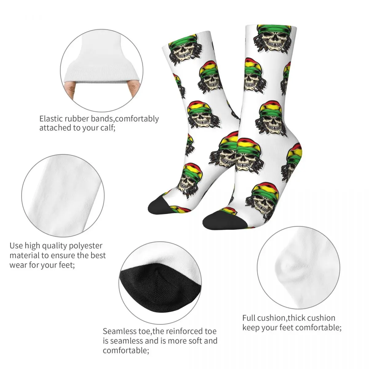 Cool Cool Rasta Lion Of Judah Art Dreadlock Rastafari Basketball Socks Polyester Middle Tube Socks for Unisex Non-slip