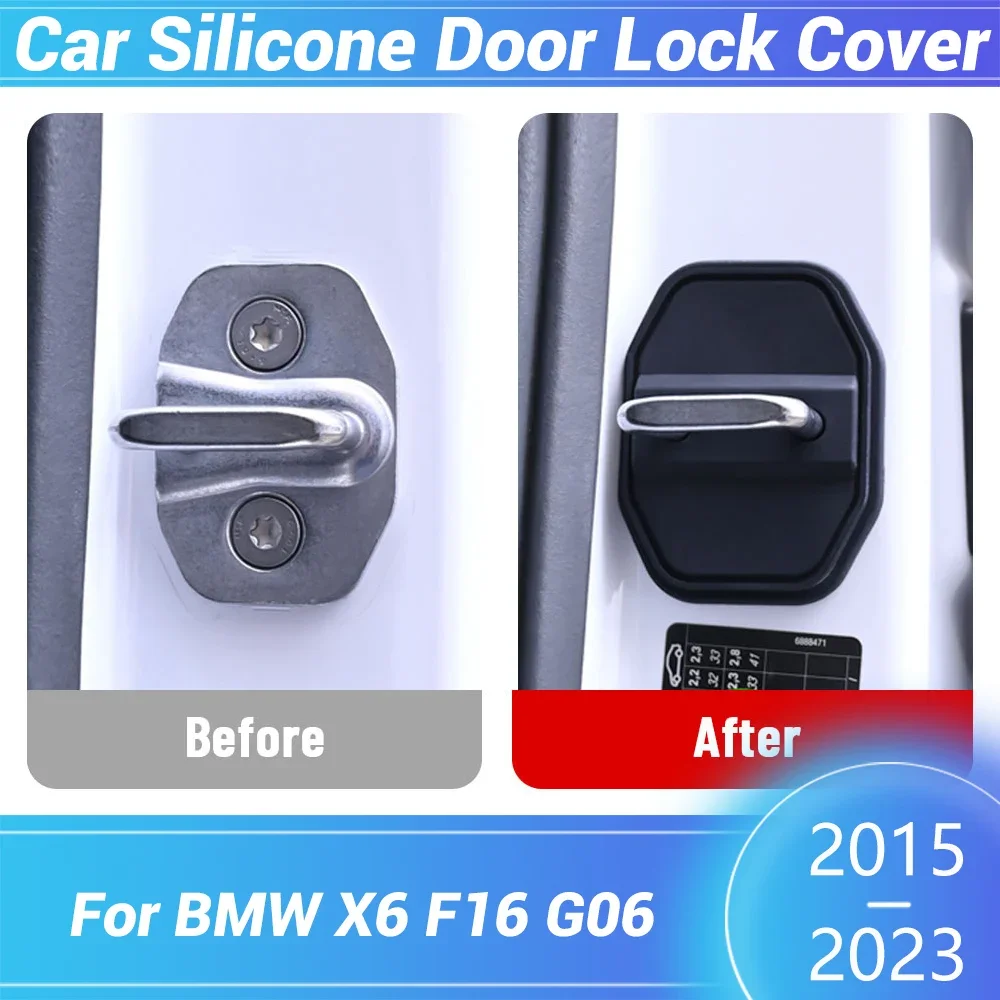 

For BMW X6 F16 G06 2015-2023 Car Door Latch Anti-collision Automotive Door Lock Silicone Buckle Protector Cover Accessories