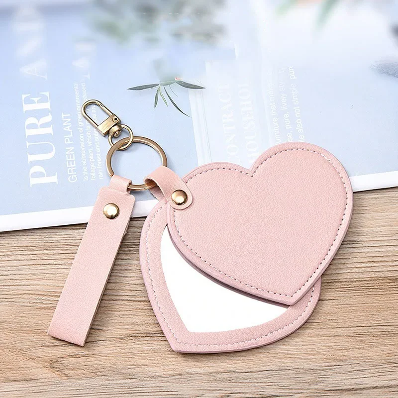 Pocket Hand Mirrors for Makeup Compact Key Chain Light Makeup Mini Mirror Woman Portable Heart Jeweler Flexible Wallet Mirrors