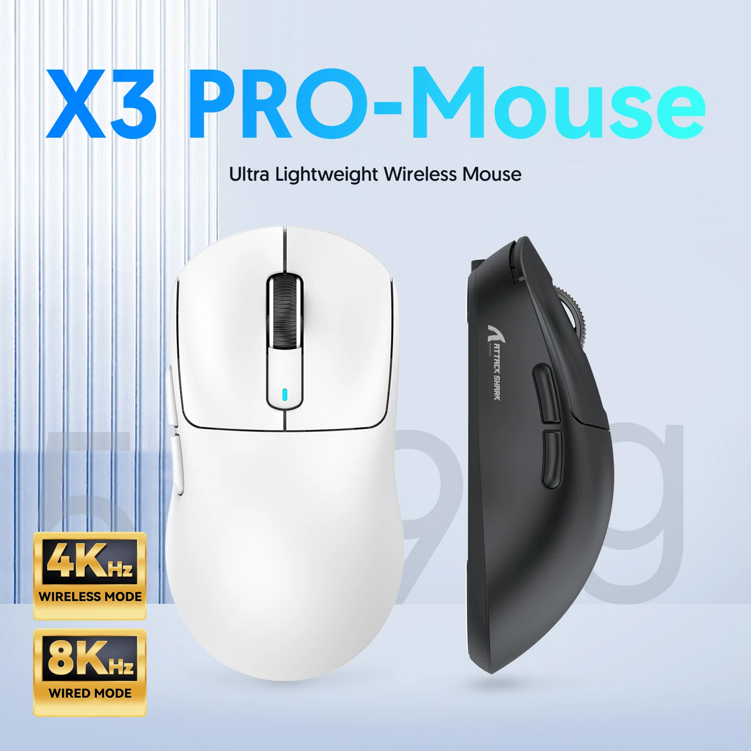 Attack Shark  X3Pro/X3 Wireless Mouse,PixArt PAW3395 26K DPI  Lightweight Mouse ,Tri-Mode Macro Gaming Mouse,Laptop/win/mac