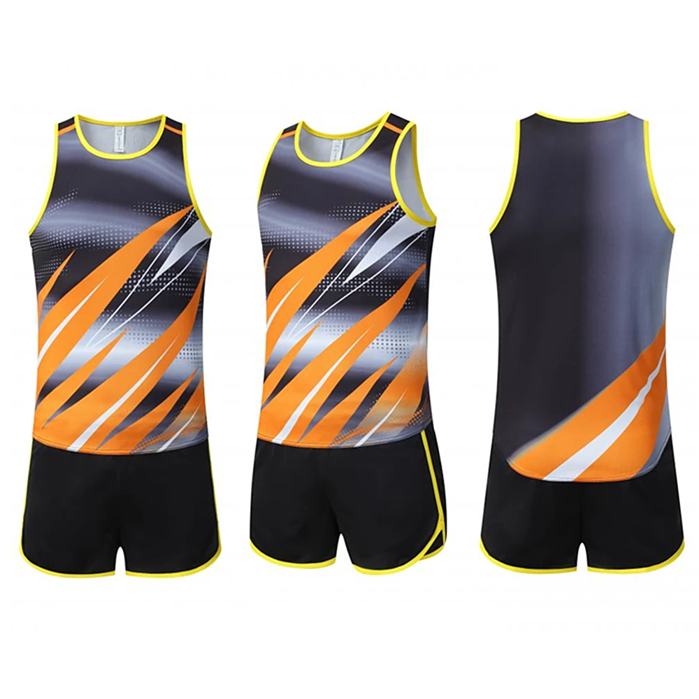 Men Kids Marathon Running Suit Quick Dry Sport Fitness Shirts Sleeveless Clothing Athlete Track Field Tank+Shorts