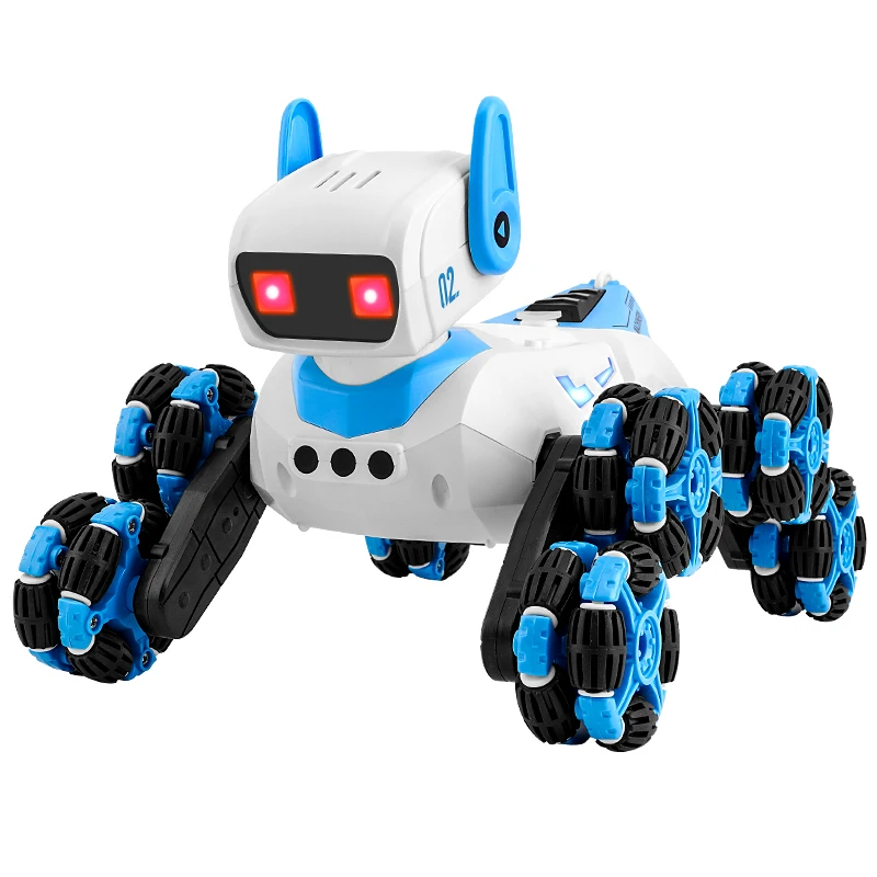 

FlytecRC F01 8-wheel Stunt Mechanical Dog All-round Driving Drift Cool Light Spray Fun Sound Effects Dual Control Robot Dog