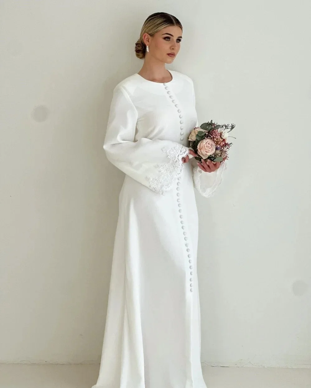 JDY Abito da sposa senza spalline in raso su misura Abito da sposa elegante Abito da sposa civile Abito da cerimonia nuziale a sirena da donna