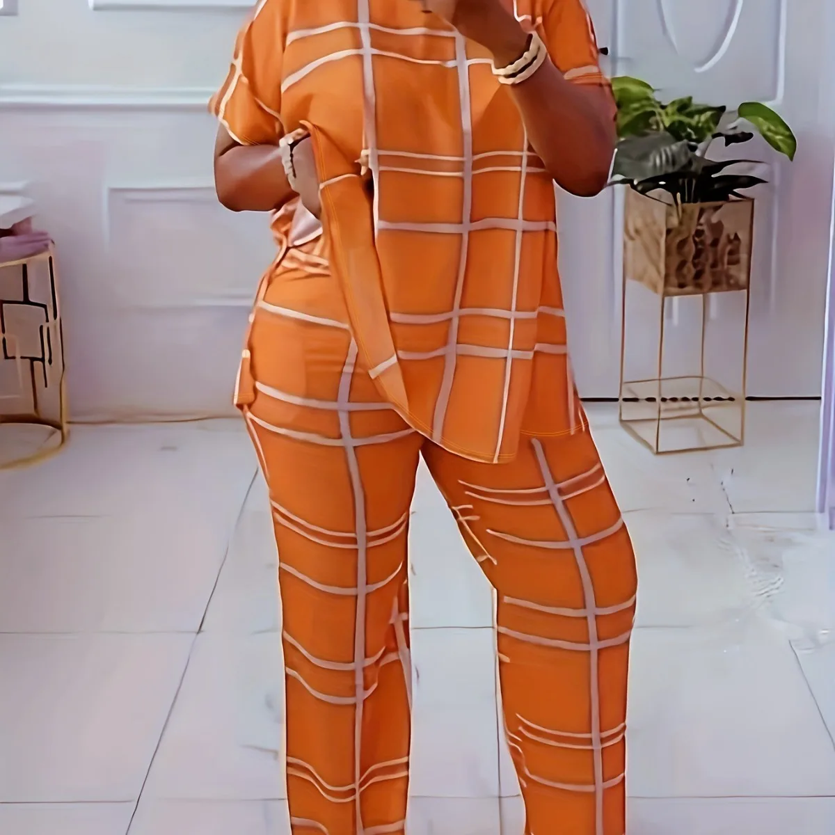 2 Piece Women Sets 2024 New Arrival Spring Summer Matching Sets Stripe Print Two Pieces Sets Top Pants Suits Outfits Clothing