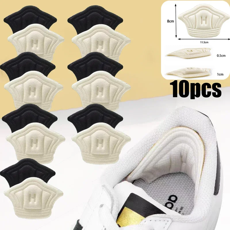 5 pares de plantillas para zapatos, almohadillas para el talón para zapatos deportivos, almohadilla para los pies de tamaño ajustable, plantilla Protector del talón, pegatina trasera, almohadilla para zapatos