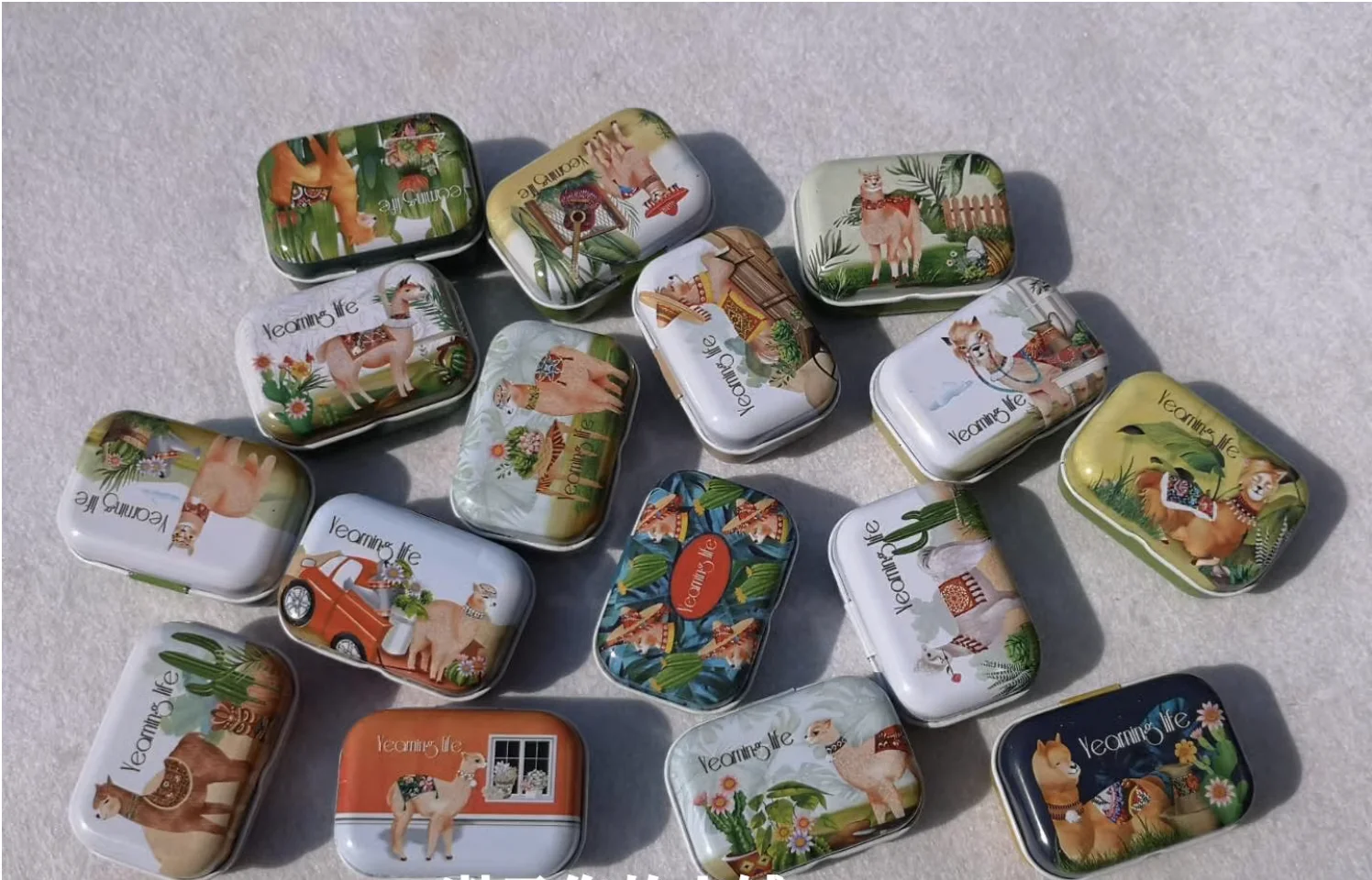 32 Pc/Lot Alpaca Style Animal Mini Cover Iron Tin Metal Pencil Case / Can/Pill Cute Small Kit/Candy Storage Gift Box