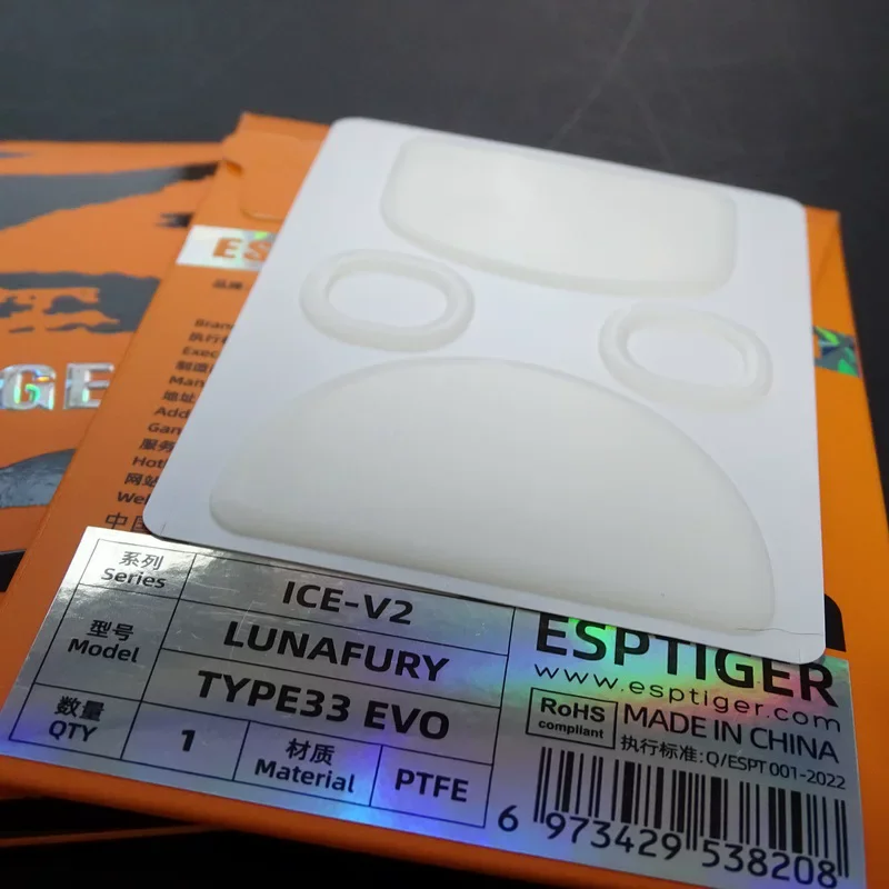 1 Pack Original Esptiger ICE V2 Mouse Skates For LUNAFURY TYPE33 EVO Mouse White Arc Esports PTFE Smooth Mice Feet Glides
