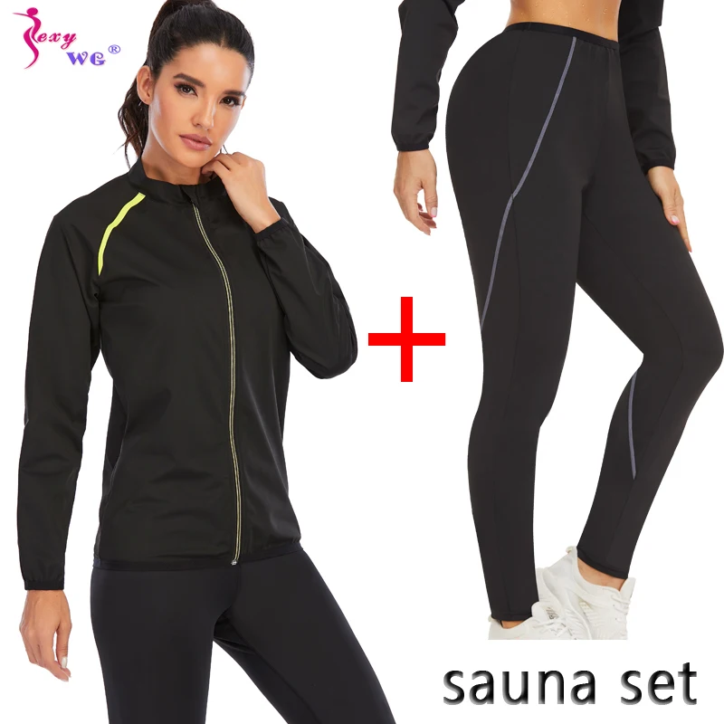 SEXYWG Women Hot Sauna Shirt Sweat Leggings for Weight Loss Fitness Jacket Slimming Pants Body Shaper Trimmer Fat Burn