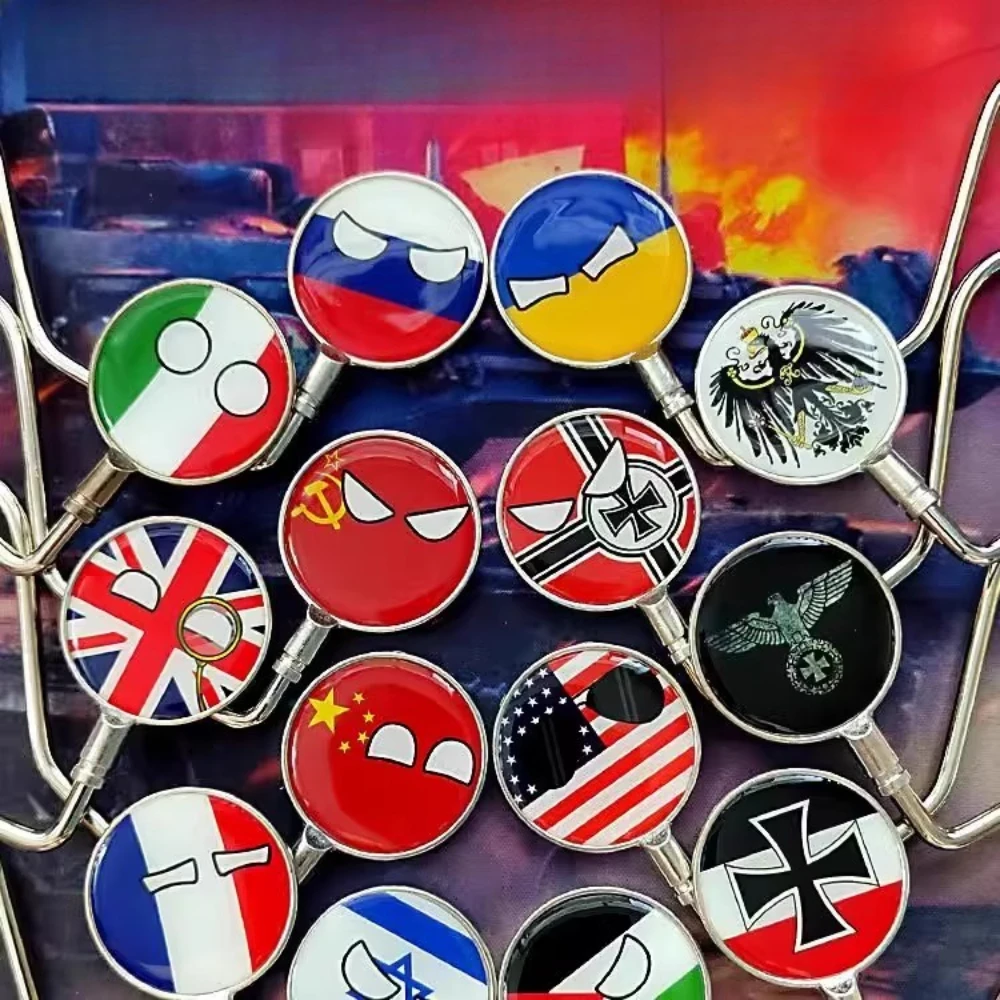 Countryballs Schüler-Schultaschen, keine Notwendigkeit, Taschenhaken am Rand des Tisches zu kleben, tragbarer Kantenhaken mit Cartoon-Ländern und Flaggen